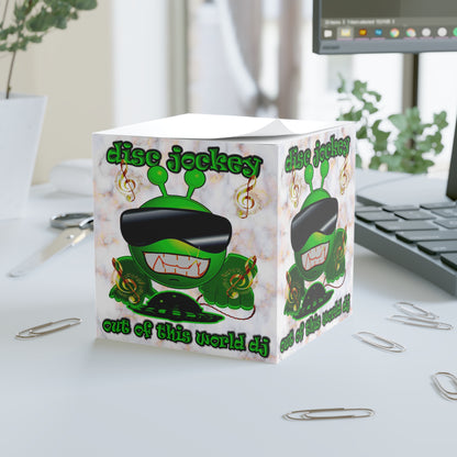 disc jockey - note cube (white marble)