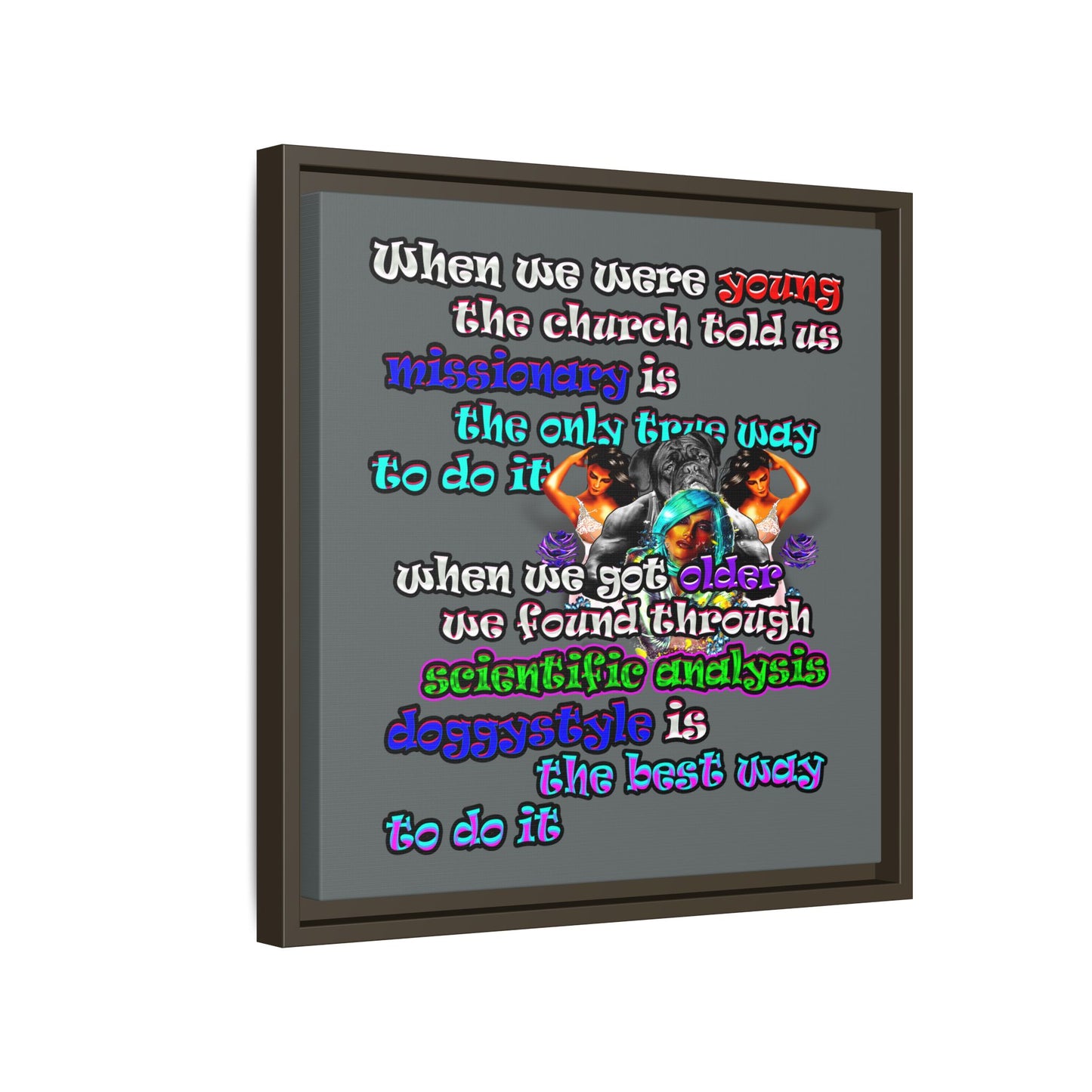 doggystyle - framed canvas art (dark grey)