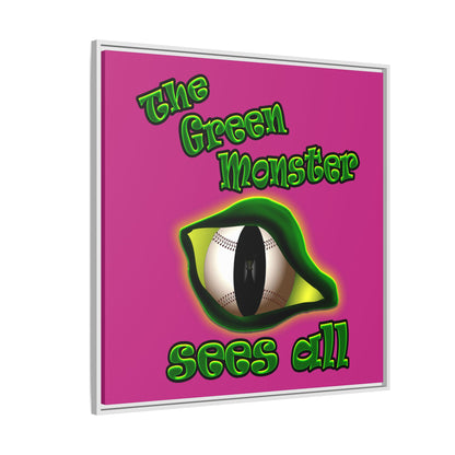 green monster - framed canvas art (pink)
