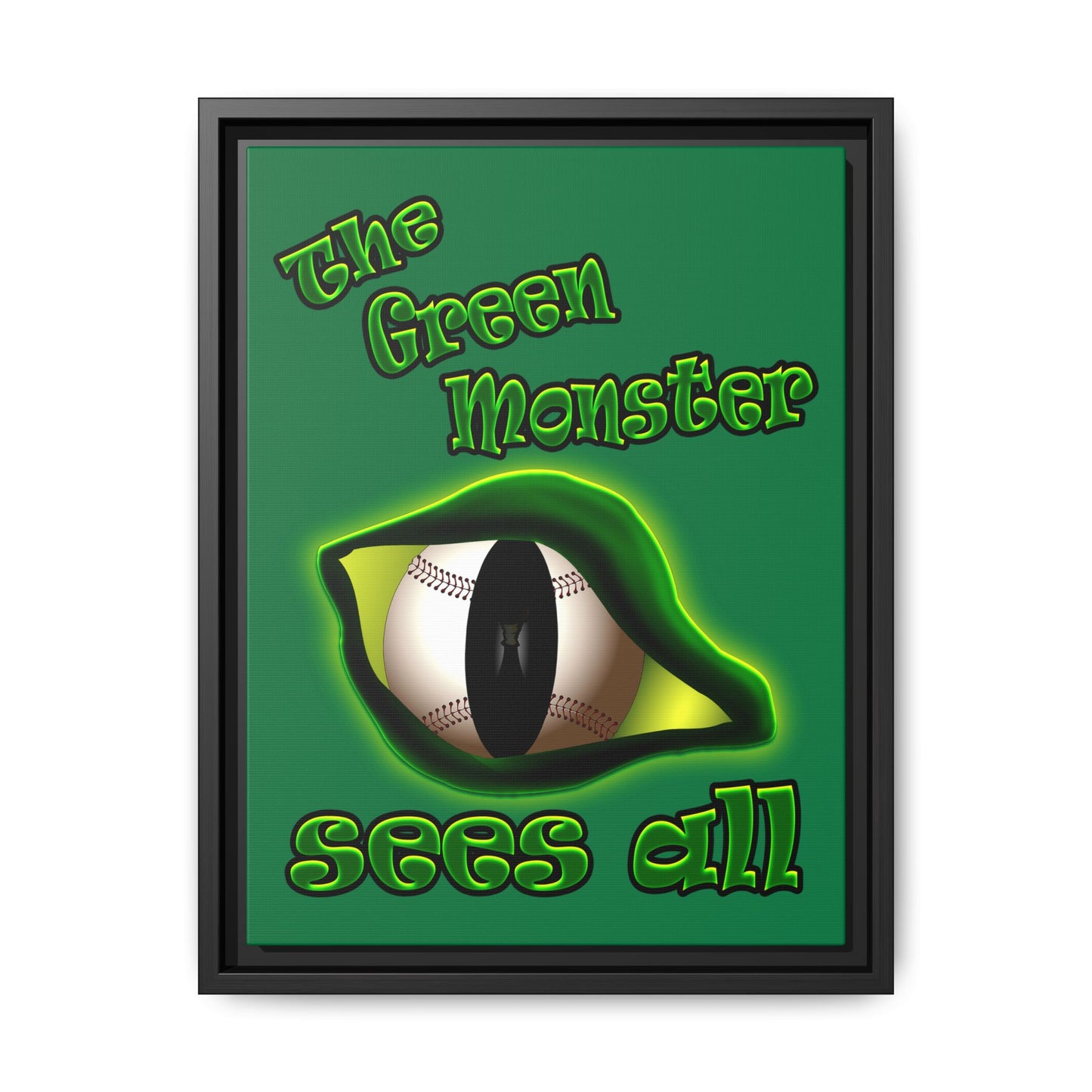 green monster - framed canvas art (dark green)