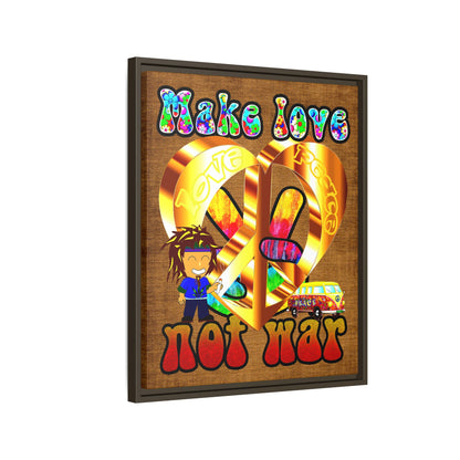 love peace - framed canvas art (brown papyrus)
