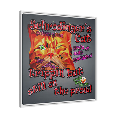 schrodinger's cat - framed canvas art (grey-light grey)
