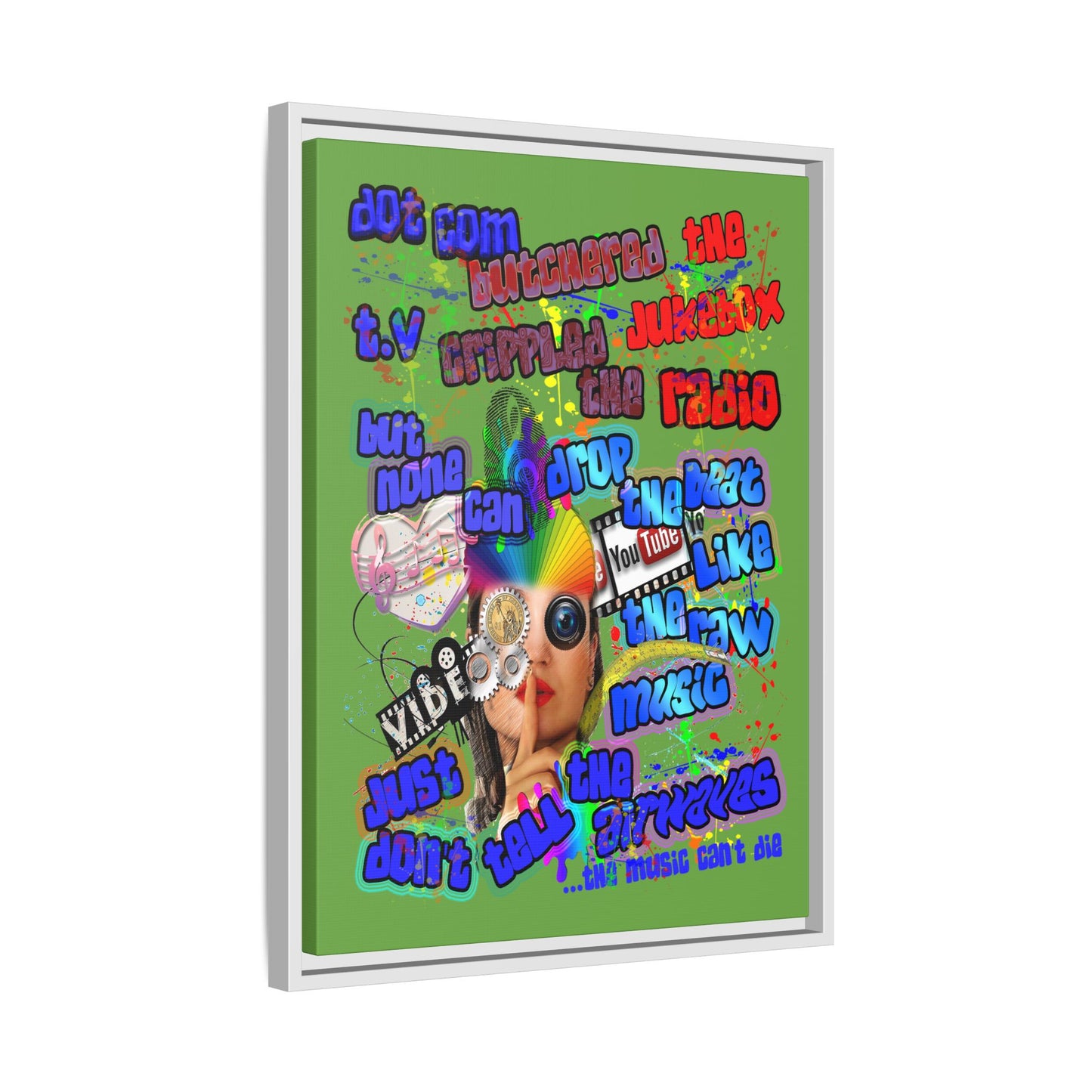 drop the beat - framed canvas art (green)