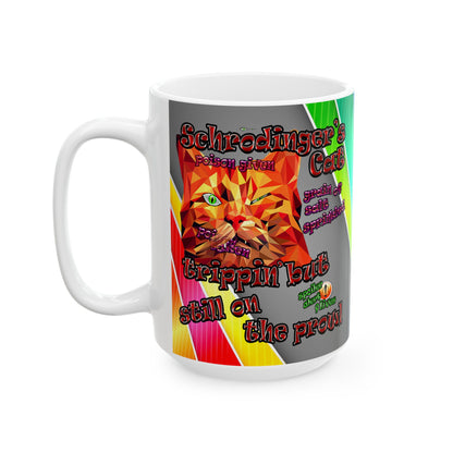 schrodinger's cat - White Mug (rainbow split)