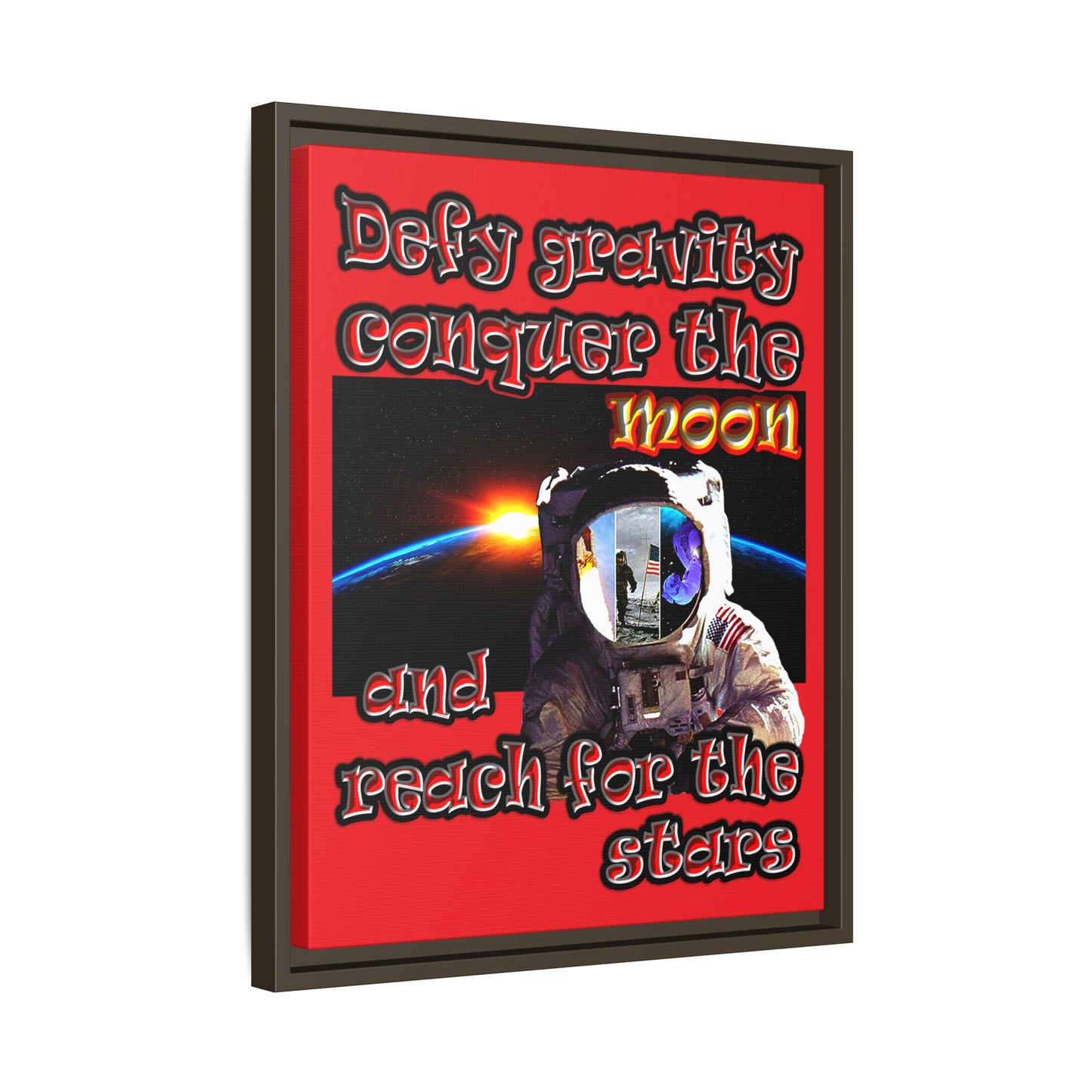 defy conquer reach - framed canvas art (red)