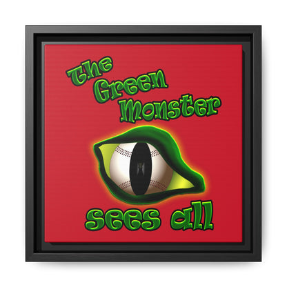 green monster - framed canvas art (dark red)