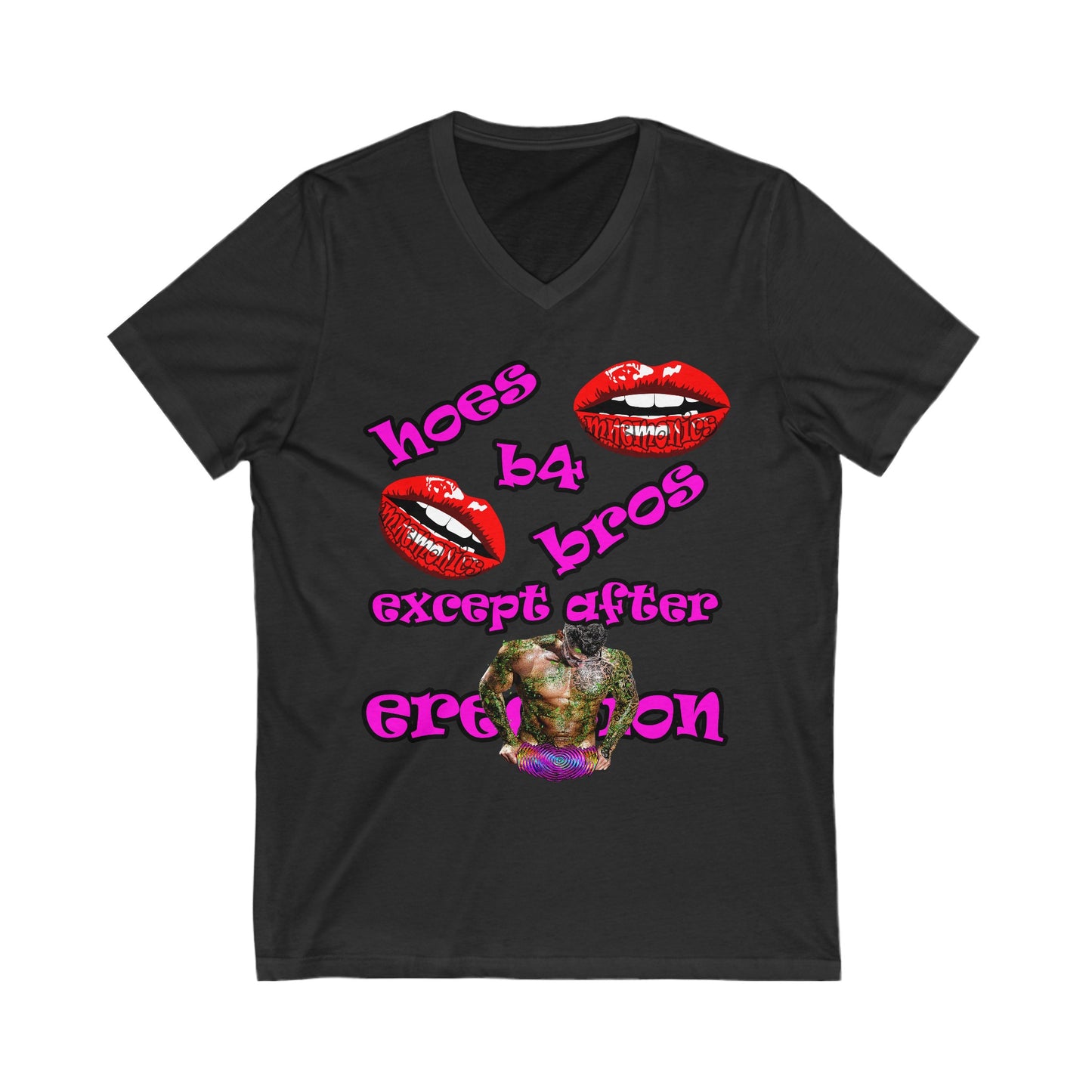 hoes b4 bros - Unisex Jersey Short Sleeve V-Neck Tee