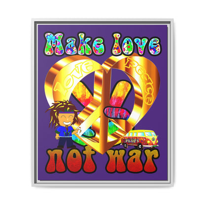 love peace - framed canvas art (purple)