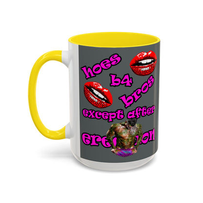 hoes b4 bros - Accent Mug (dark grey)