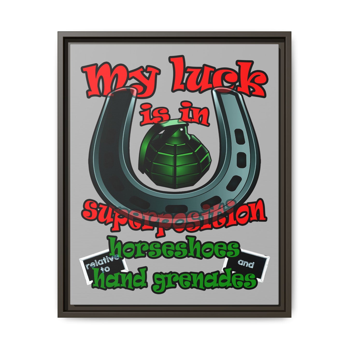 my luck - framed canvas art (light grey)