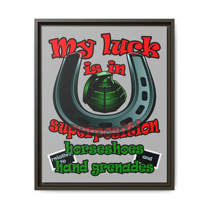 my luck - framed canvas art (light grey)
