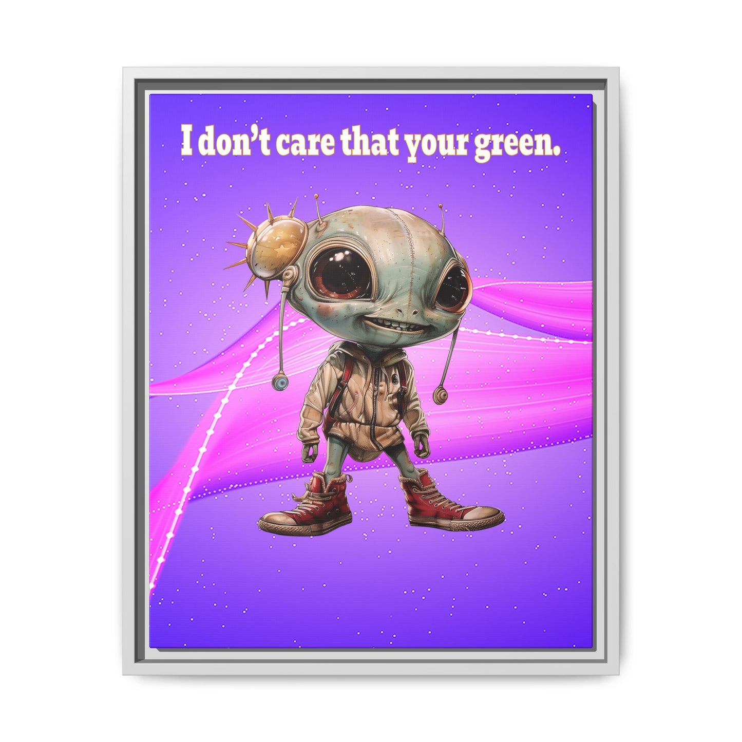 I don't care that your green - framed canvas art (purple-pink wave)