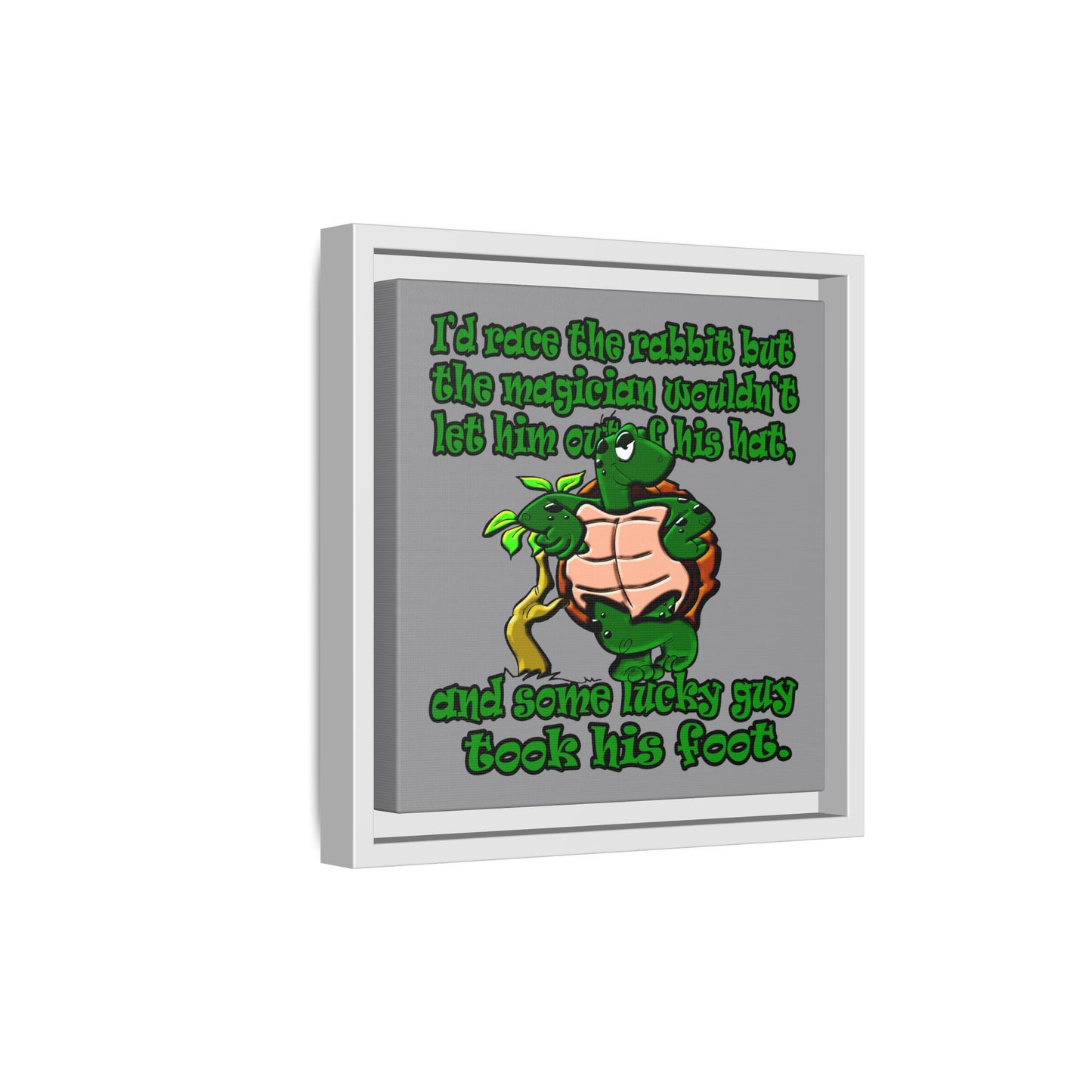 turtle race - framed canvas art (grey)
