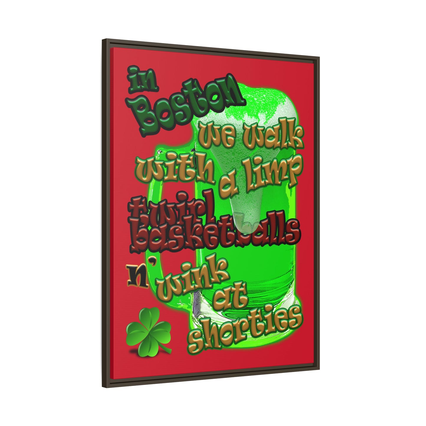 celtics logo - framed canvas art (dark red)