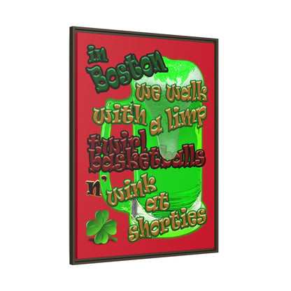 celtics logo - framed canvas art (dark red)