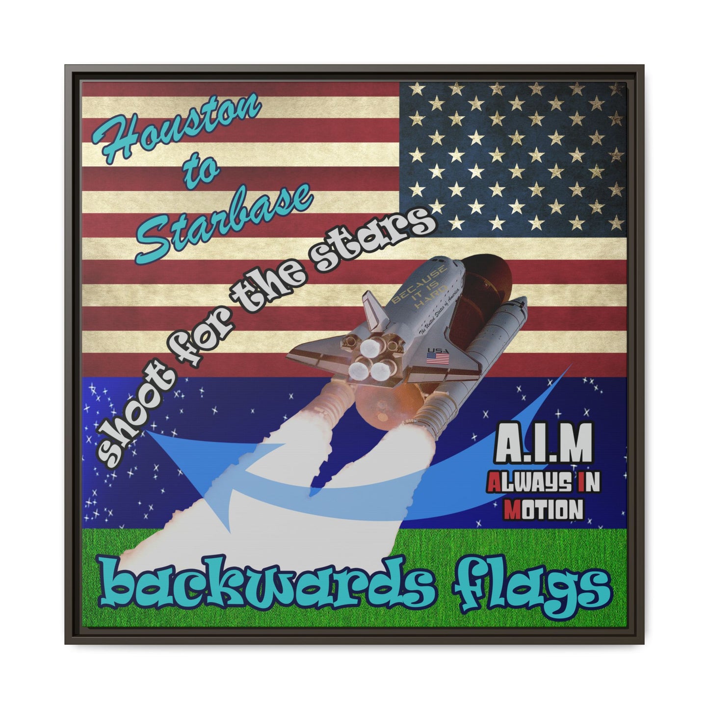 shoot for the stars - framed canvas art ('snoops' background)