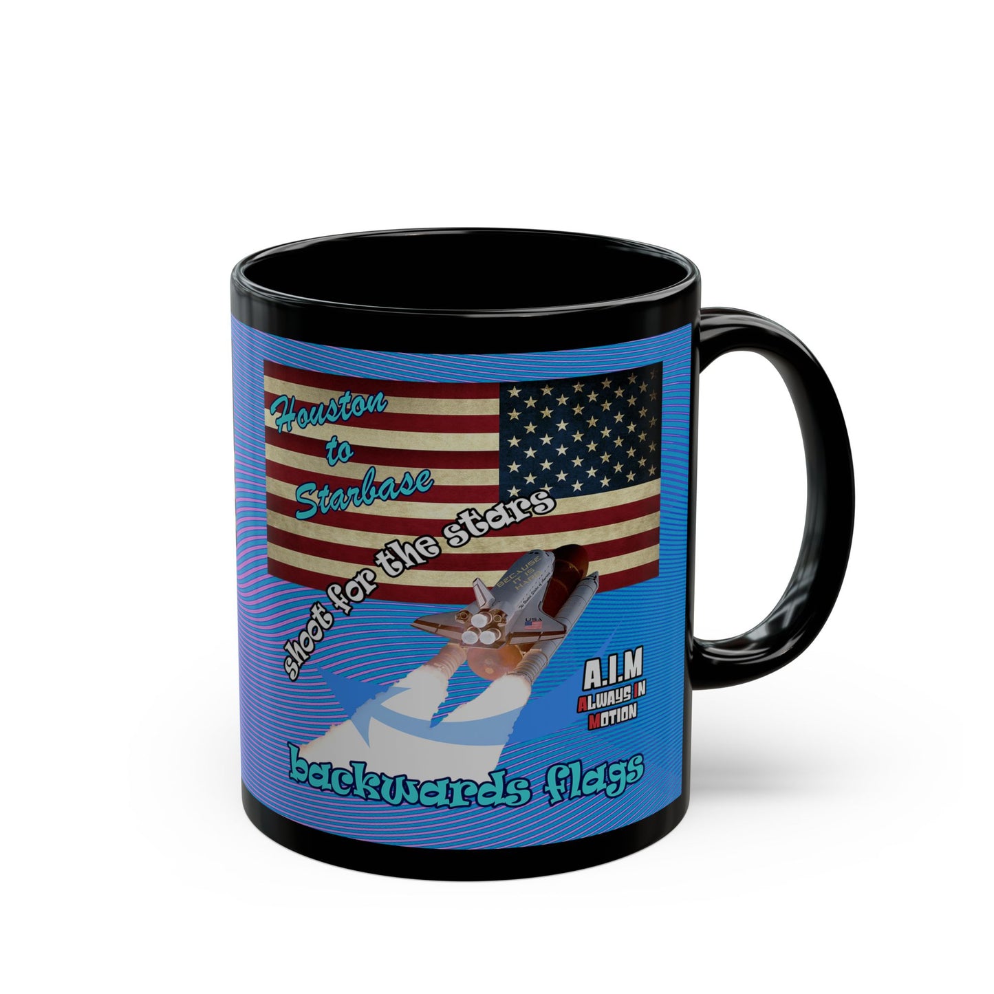 shoot for the stars - Black Mug (light blue-purple wave)