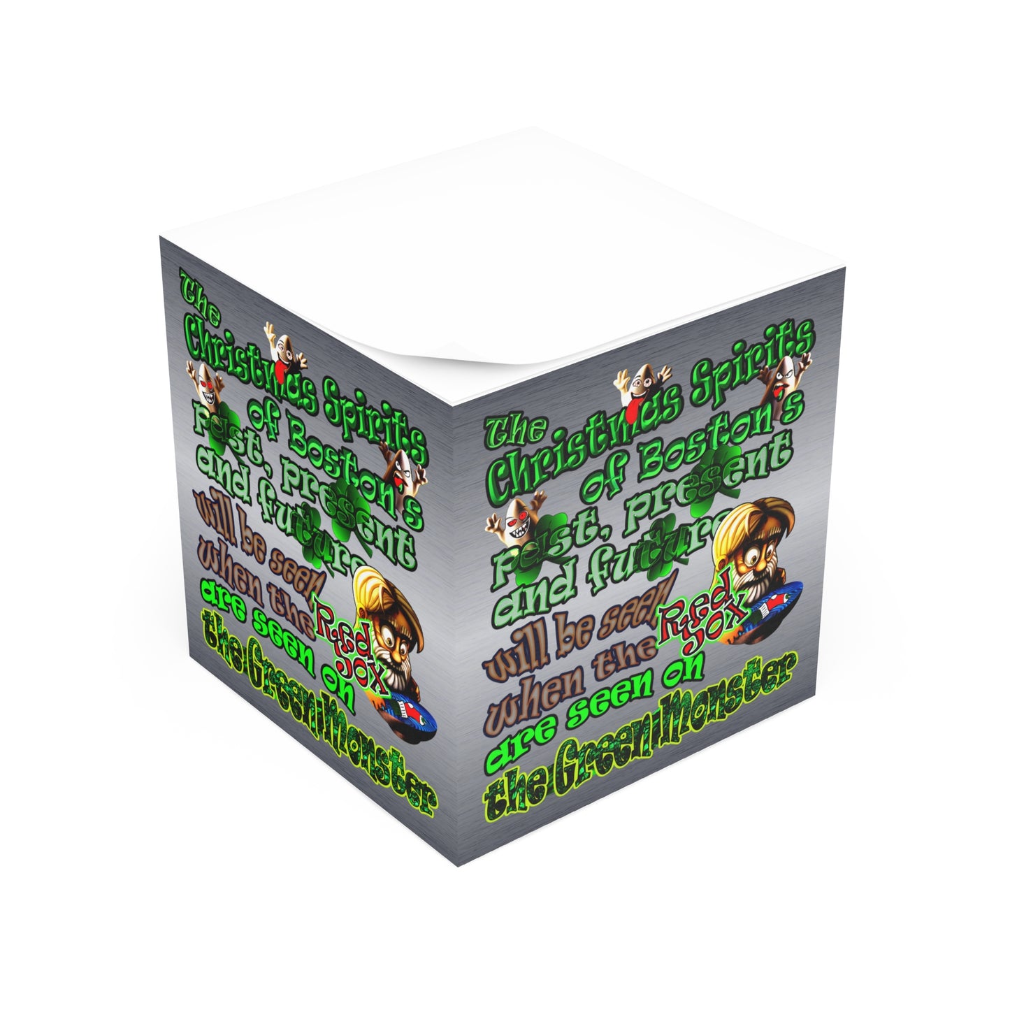 christmas spirits of boston - note cube (brushed nickel)