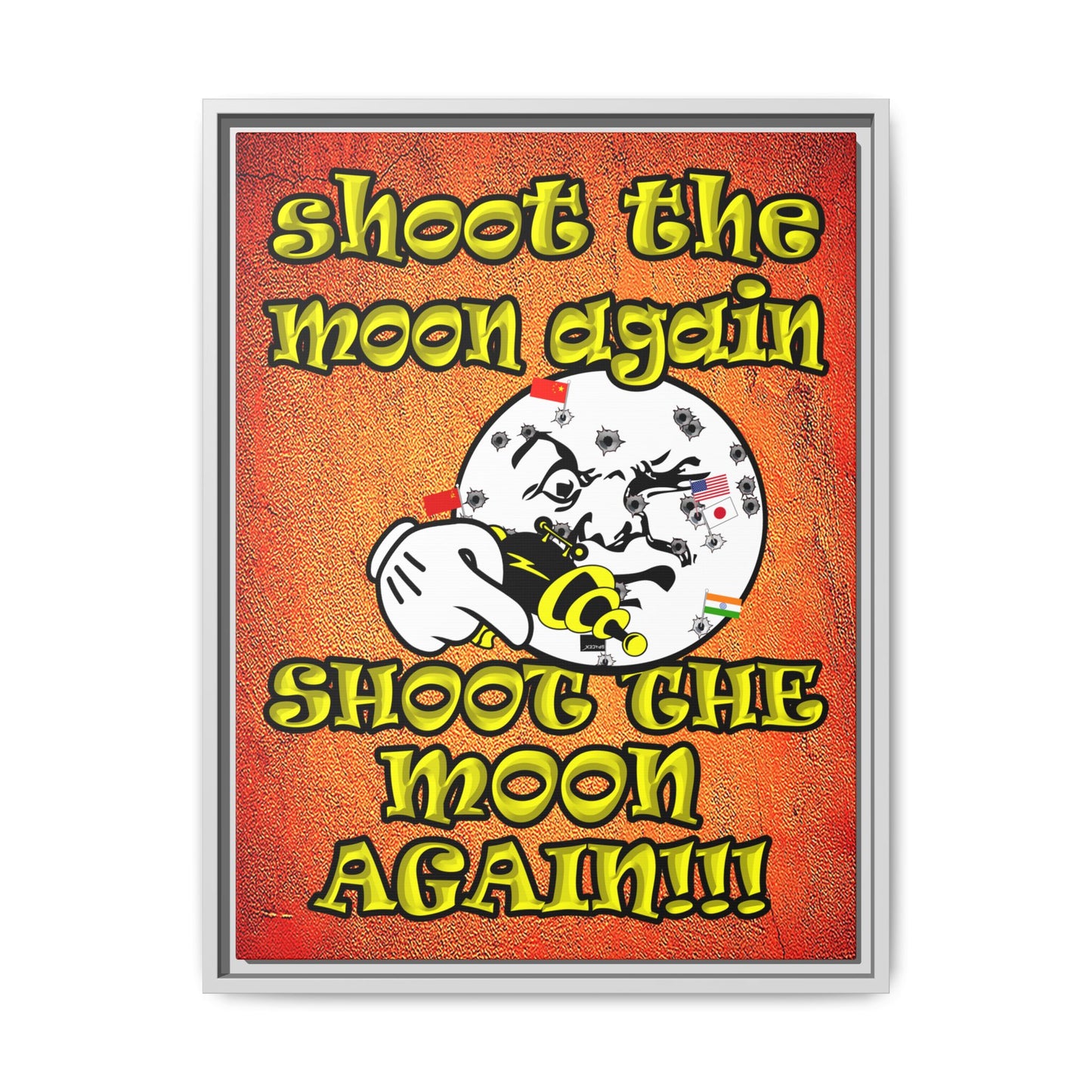 shoot the moon again - framed canvas art (burnt orange)