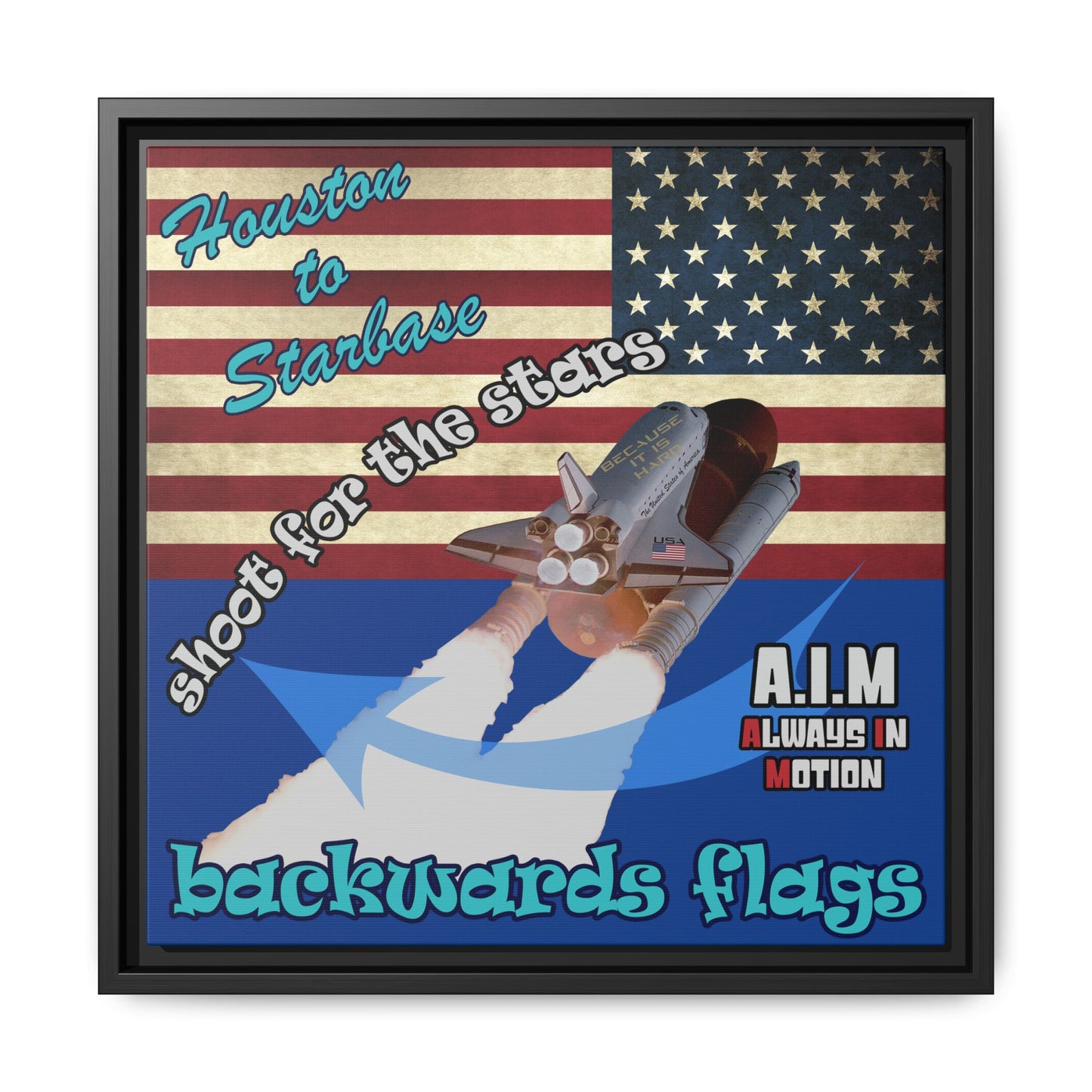 shoot for the stars - framed canvas art (dark blue)