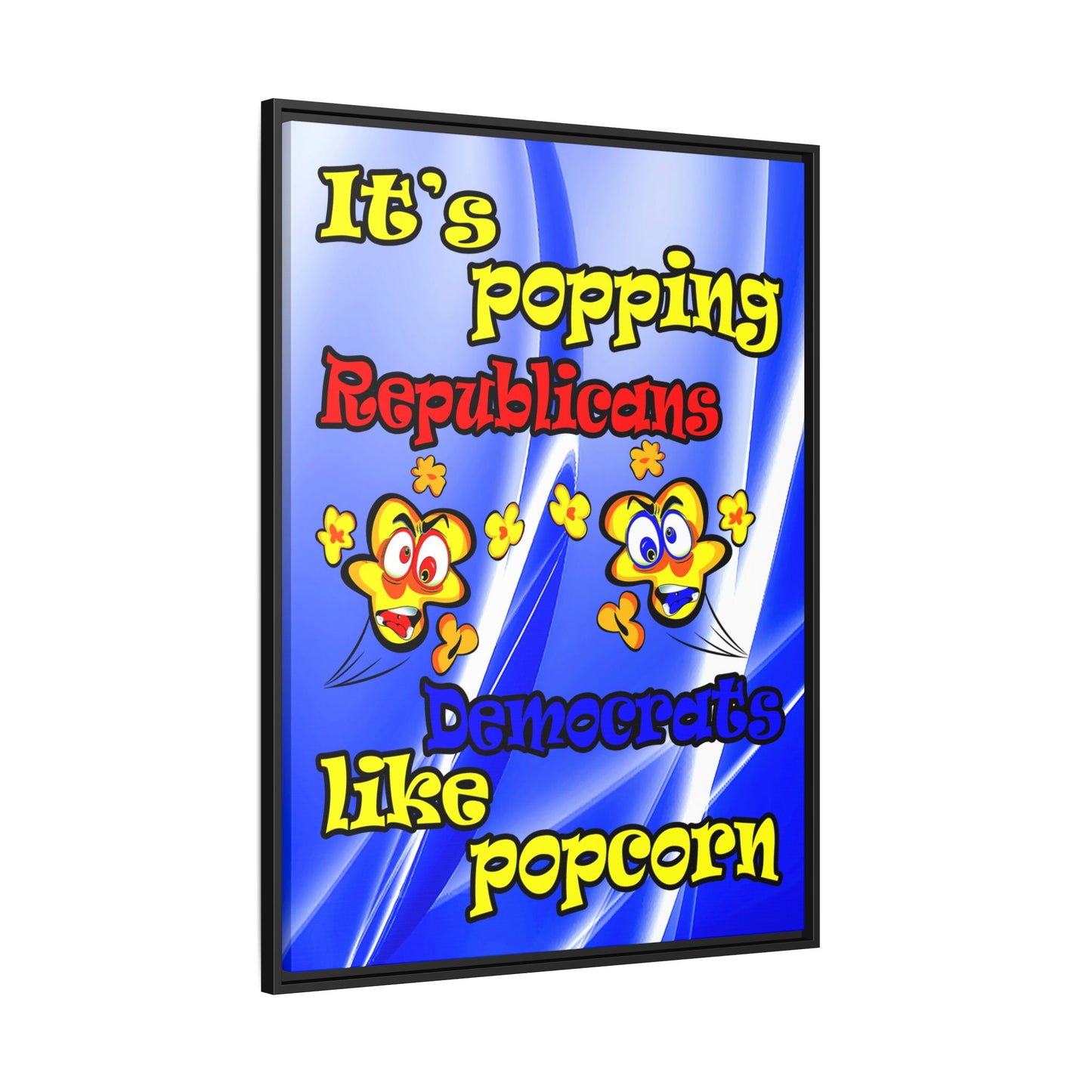 popping like popcorn - framed canvas art (blue-white wave)