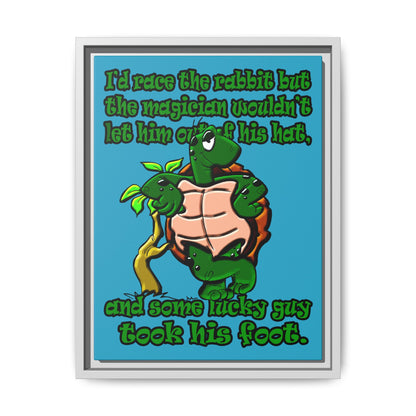 turtle race - framed canvas art (turquoise)