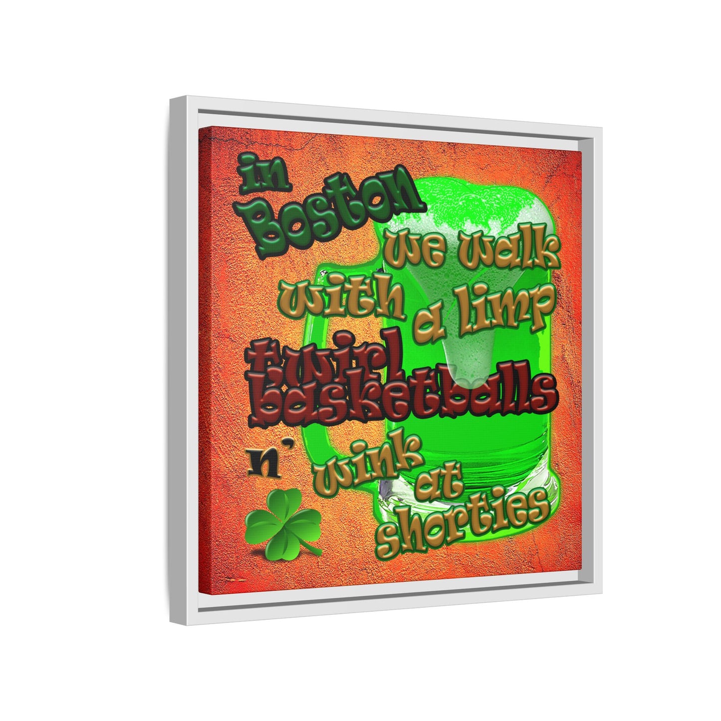 celtics logo - framed canvas art (burnt orange)