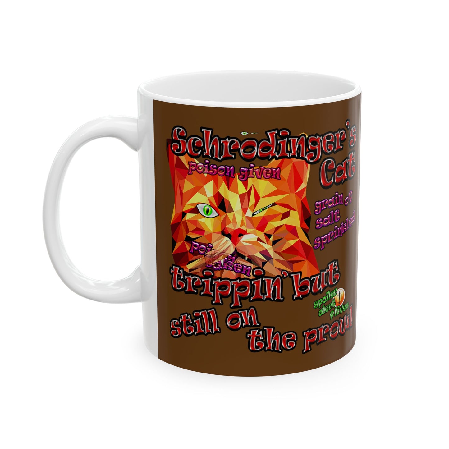 schrodinger's cat - White Mug (brown)