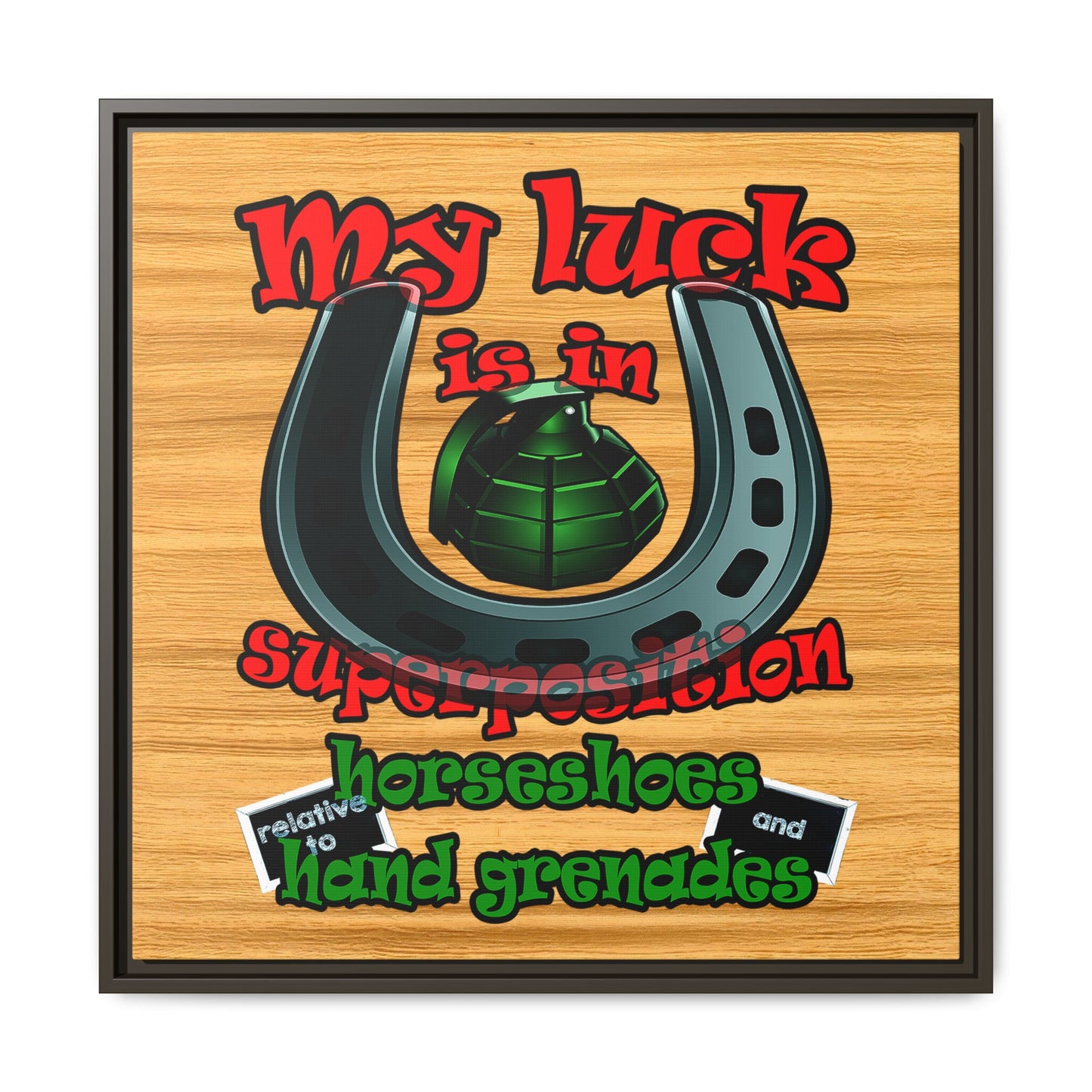 my luck - framed canvas art (butterscotch wood finish)