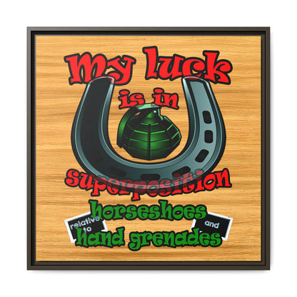 my luck - framed canvas art (butterscotch wood finish)