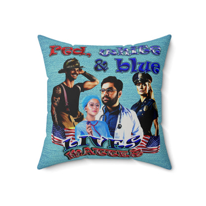 rw&b lives matter - Faux Suede Square Pillow - (faded blue)