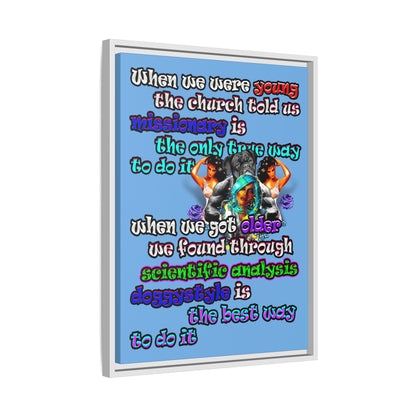 doggystyle - framed canvas art (light blue)