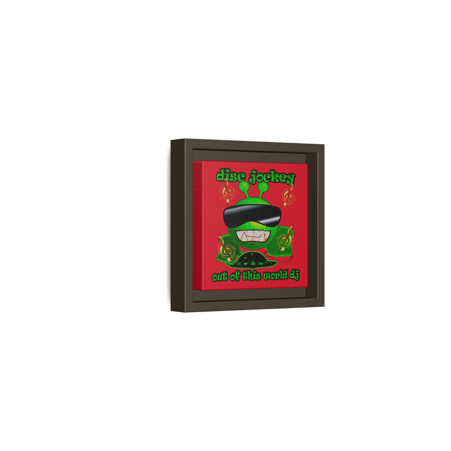 disc jockey - framed canvas art (dark red)