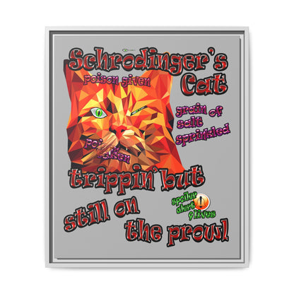 schrodinger's cat - framed canvas art (light grey)