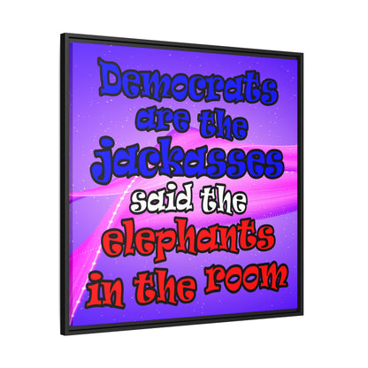 donkeys and elephants - framed canvas art (purple-pink wave)
