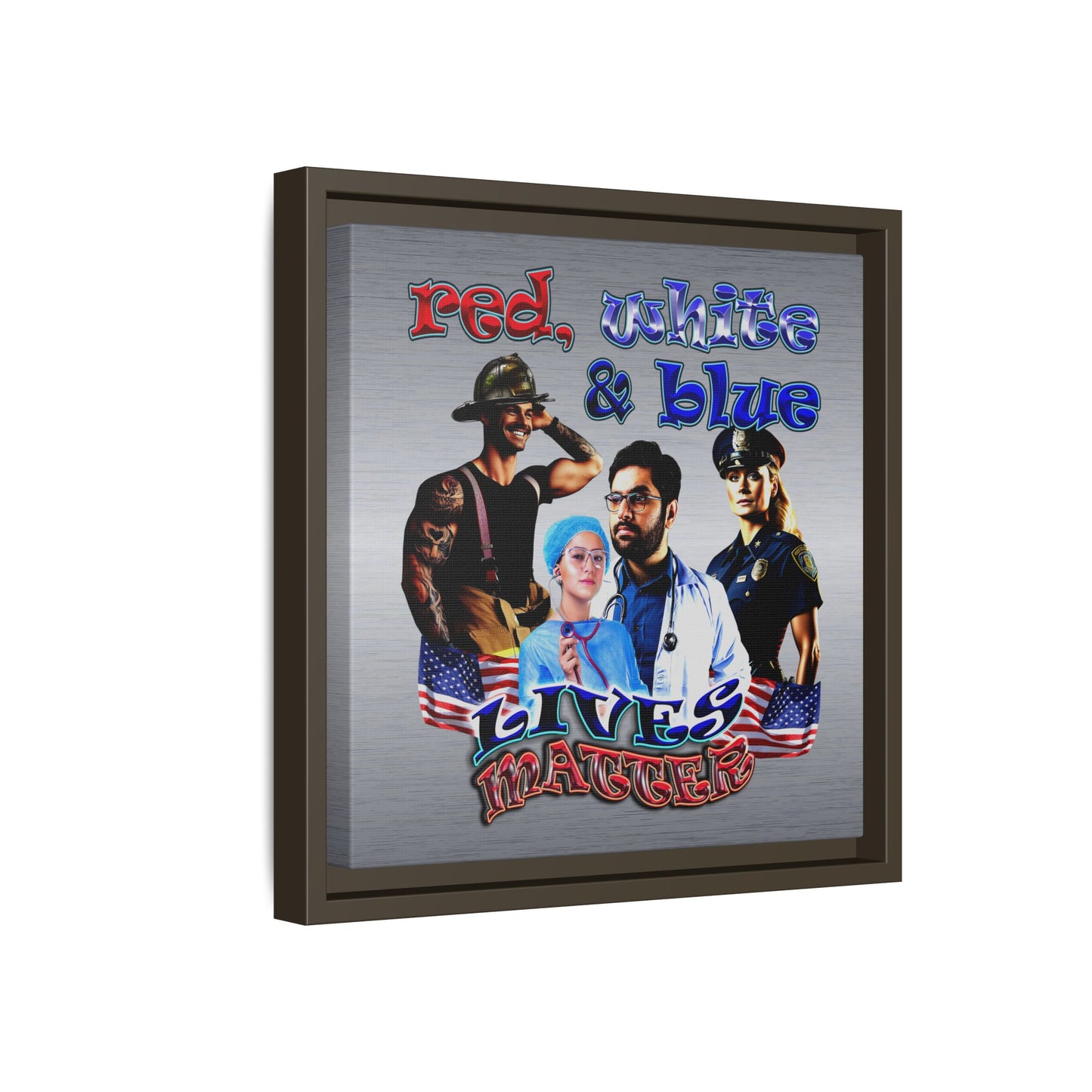 rw&b lives matter - framed canvas art (brushed nickel)