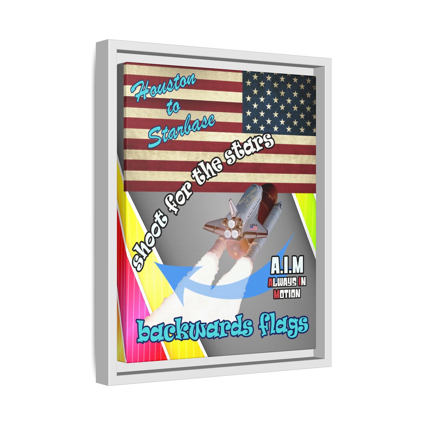 shoot for the stars - framed canvas art (rainbow split)