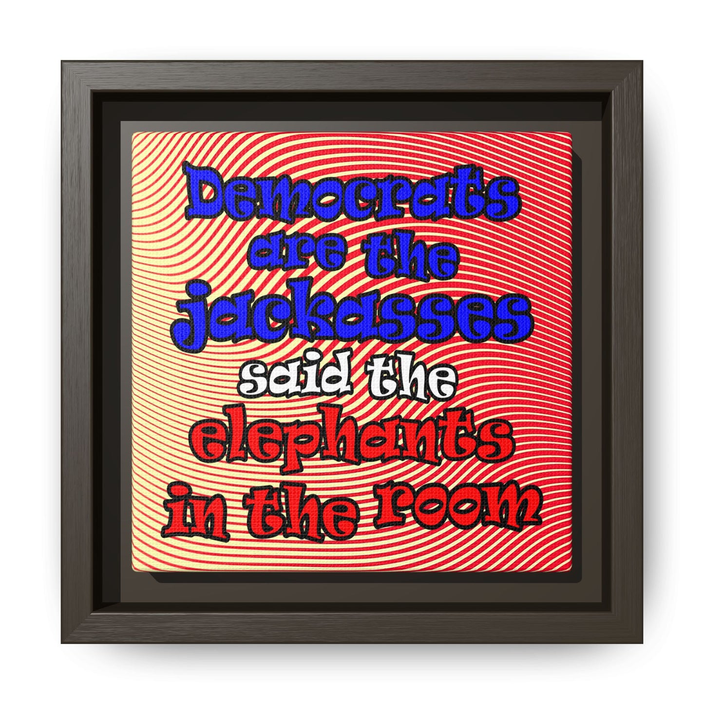 donkeys and elephants - framed canvas art (yellow-orange wave)