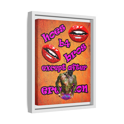 hoes b4 bros - framed canvas art (burnt orange)