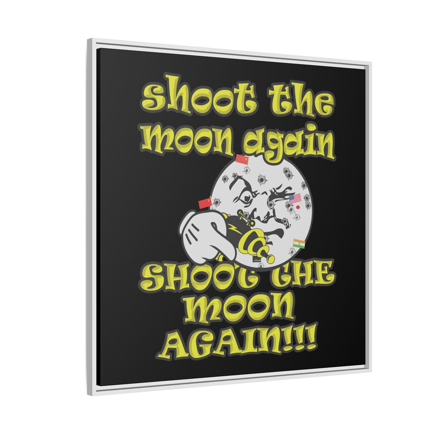 shoot the moon again - framed canvas art (black)