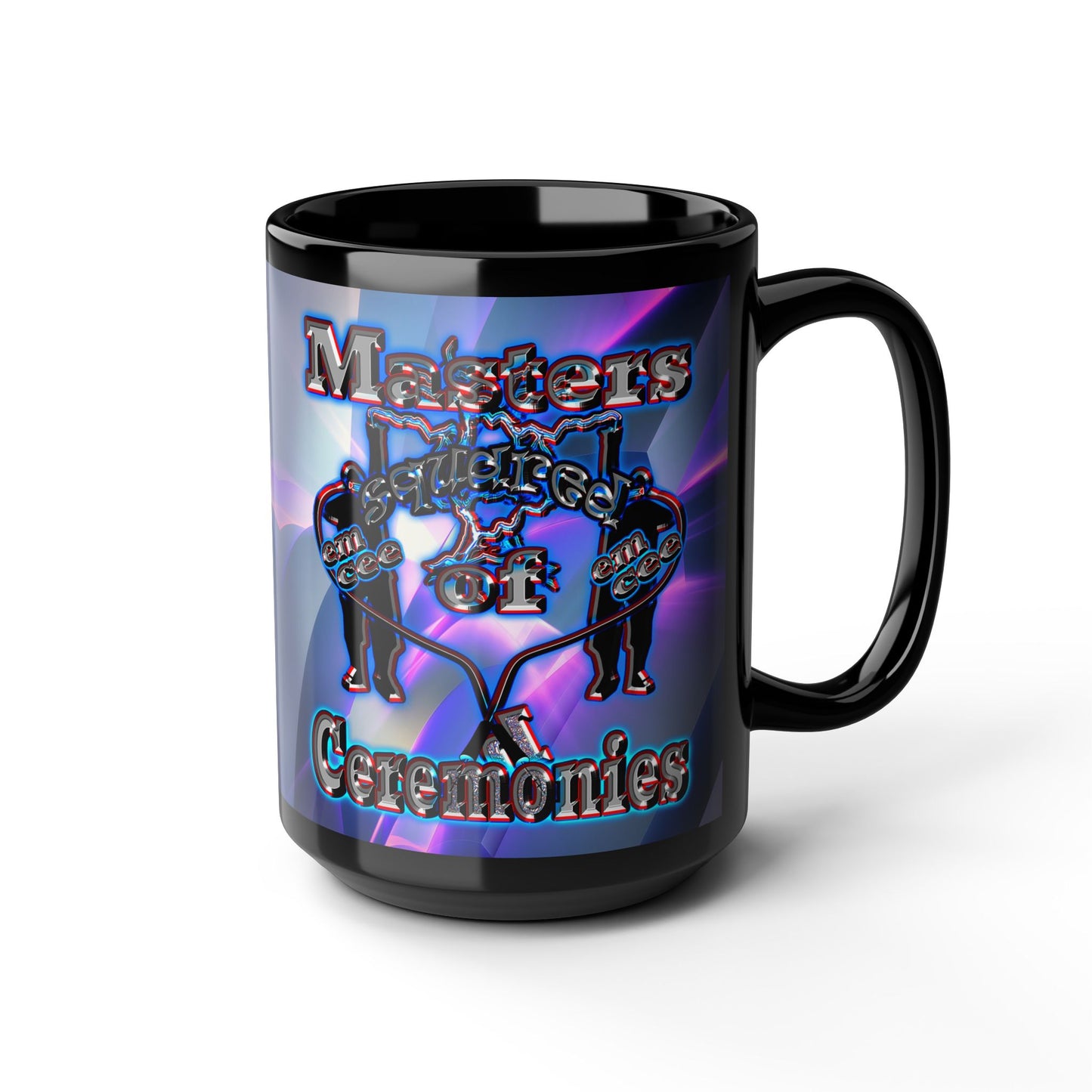 em cee squared - Black Mug (grey-pink wave)