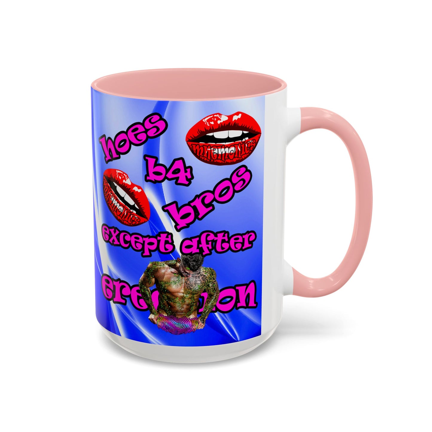 hoes b4 bros - Accent Mug (blue-white wave)