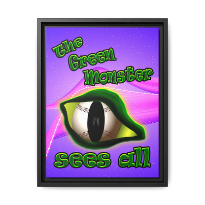green monster - framed canvas art (purple-pink wave)