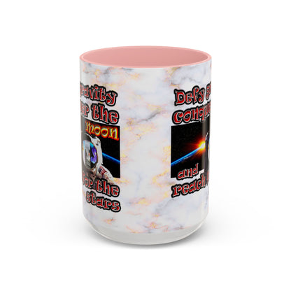 defy conquer reach - Accent Mug (white marble)