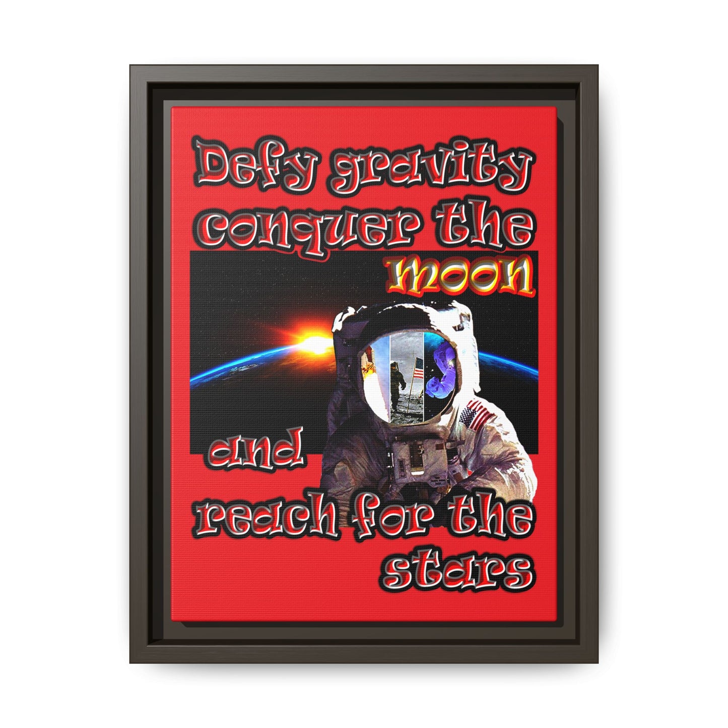 defy conquer reach - framed canvas art (red)
