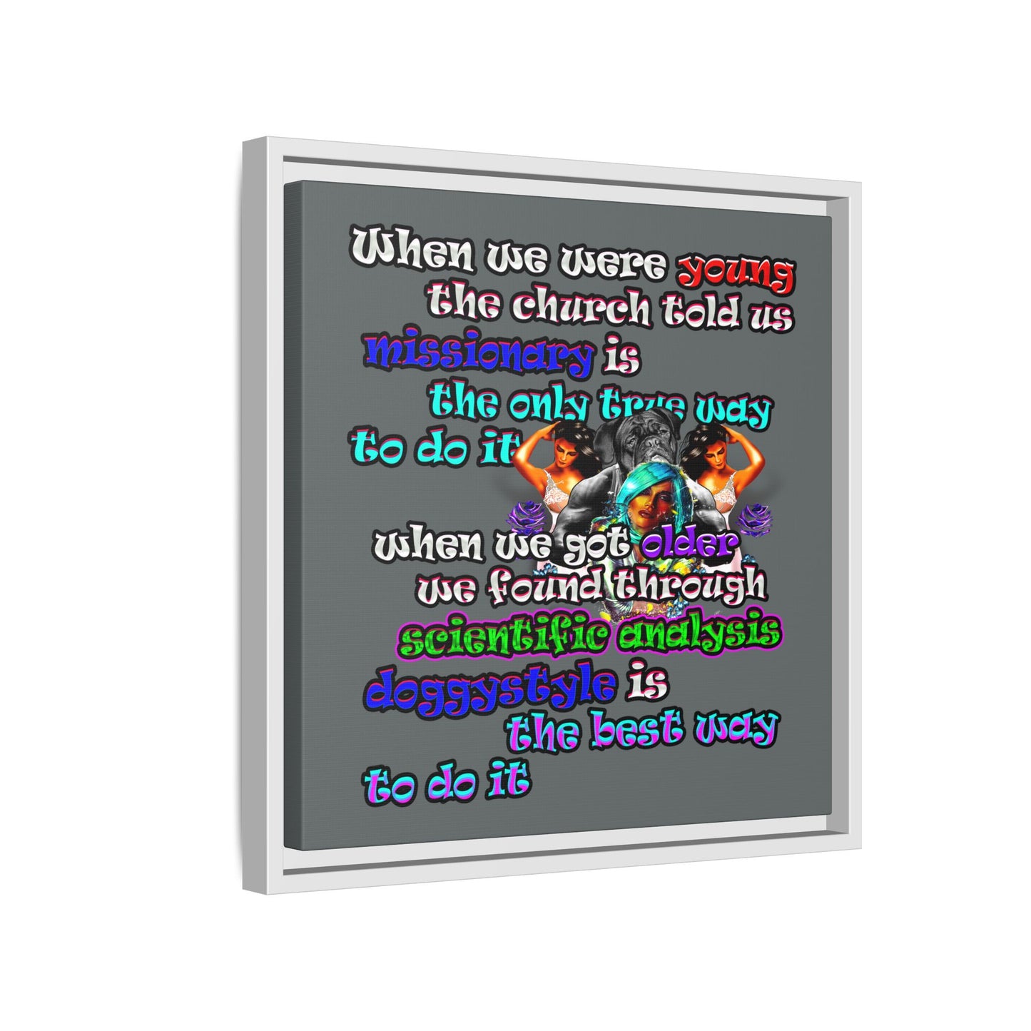 doggystyle - framed canvas art (dark grey)