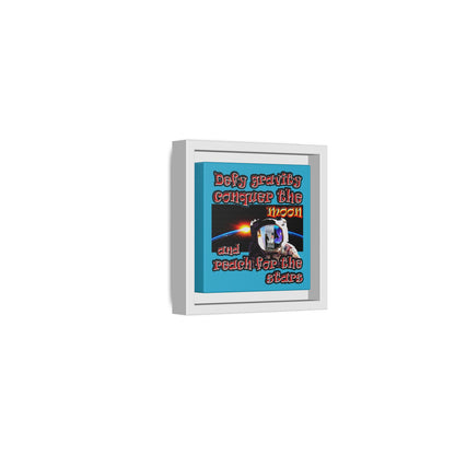 defy conquer reach - framed canvas art (turquoise)