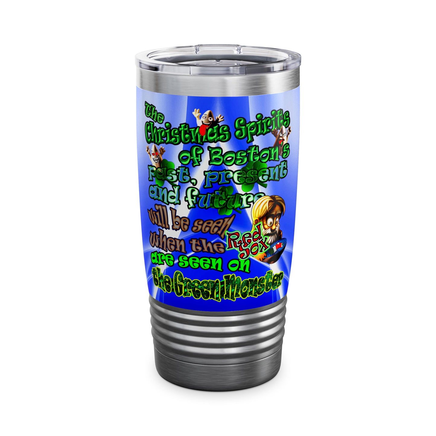 christmas spirits of boston - Ringneck Tumbler, 20oz (blue-white wave)