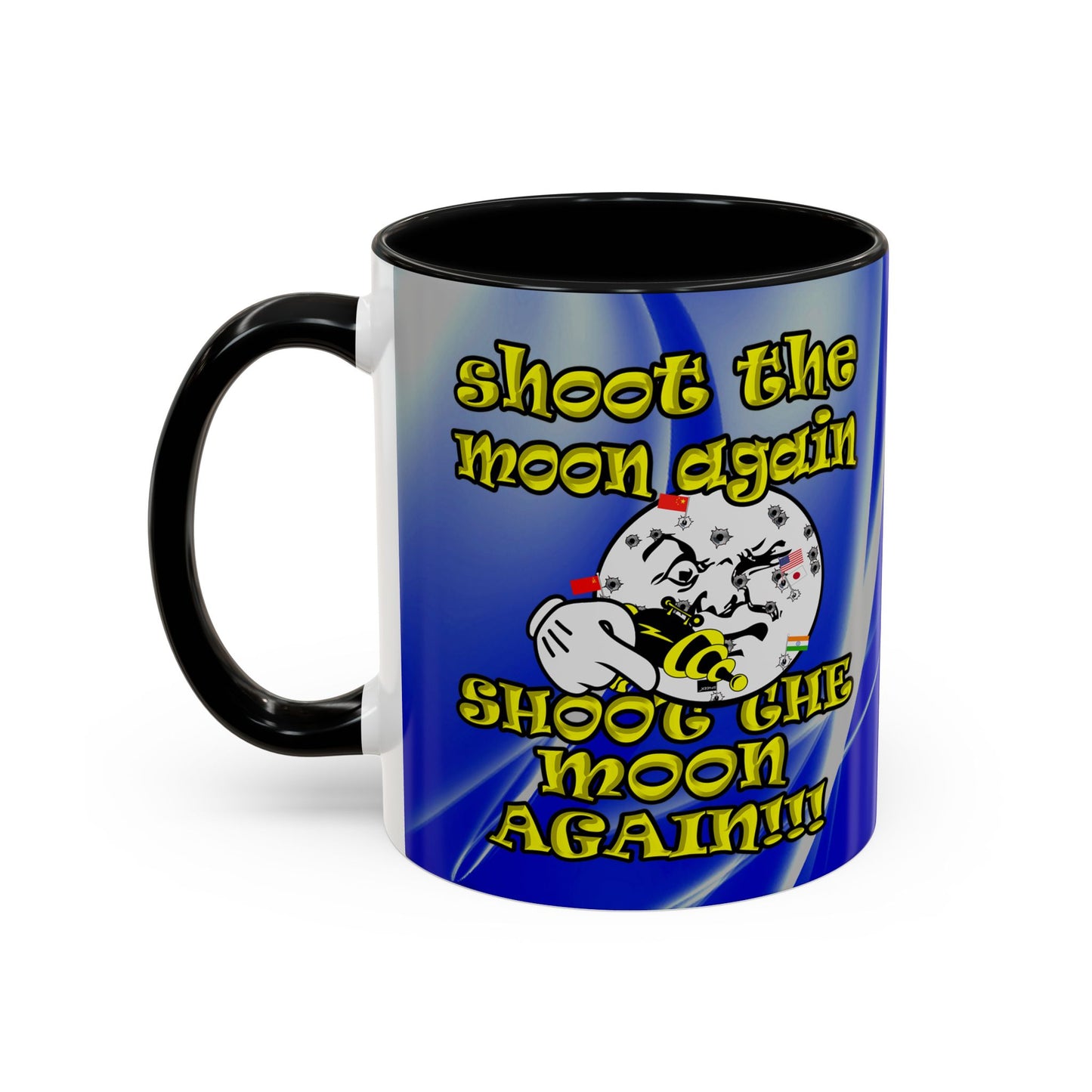 shoot the moon again - Accent Mug (blue-white wave)