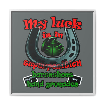 my luck - framed canvas art (dark grey)